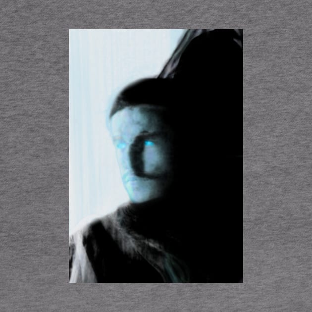 Portrait, digital collage, special processing. Bright side, survival guy. Man between light and darkness. Light blue. by 234TeeUser234